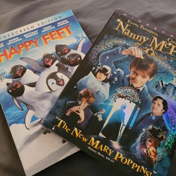 2 Movies Happy Feet (wide screen edition) Nanny McPhee (the new Mary Poppins) - Picture 1 of 5